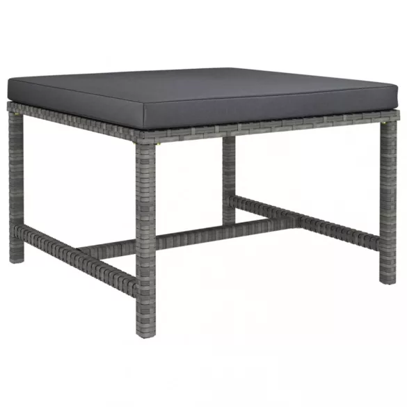 11 részes szürke polyrattan kerti ülőgarnitúra párnákkal
