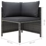 11 részes szürke polyrattan kerti ülőgarnitúra párnákkal