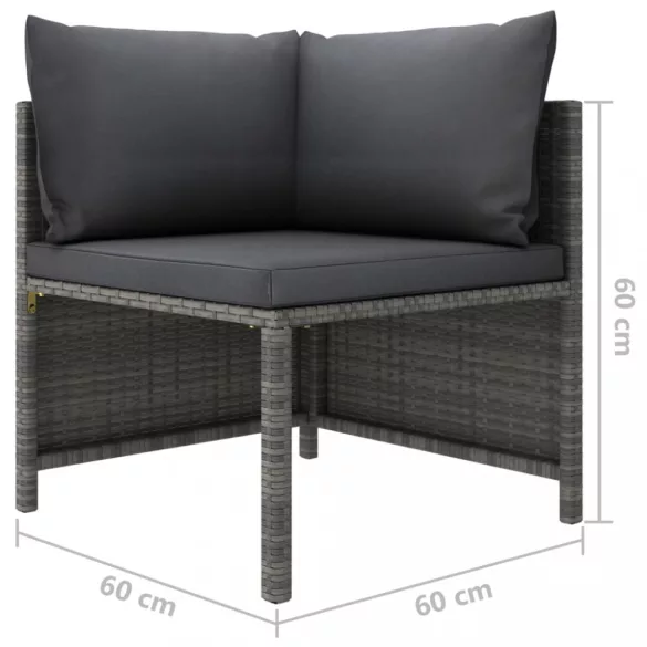 11 részes szürke polyrattan kerti ülőgarnitúra párnákkal