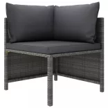 12 részes szürke polyrattan kerti ülőgarnitúra párnákkal