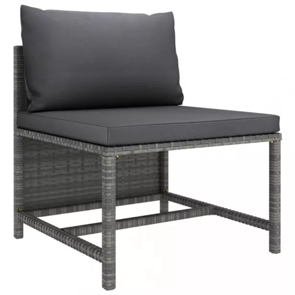 12 részes szürke polyrattan kerti ülőgarnitúra párnákkal