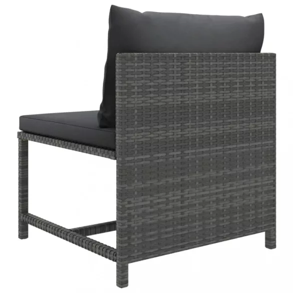 12 részes szürke polyrattan kerti ülőgarnitúra párnákkal