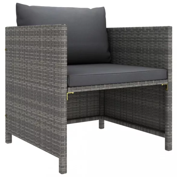 12 részes szürke polyrattan kerti ülőgarnitúra párnákkal