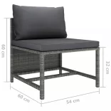 12 részes szürke polyrattan kerti ülőgarnitúra párnákkal