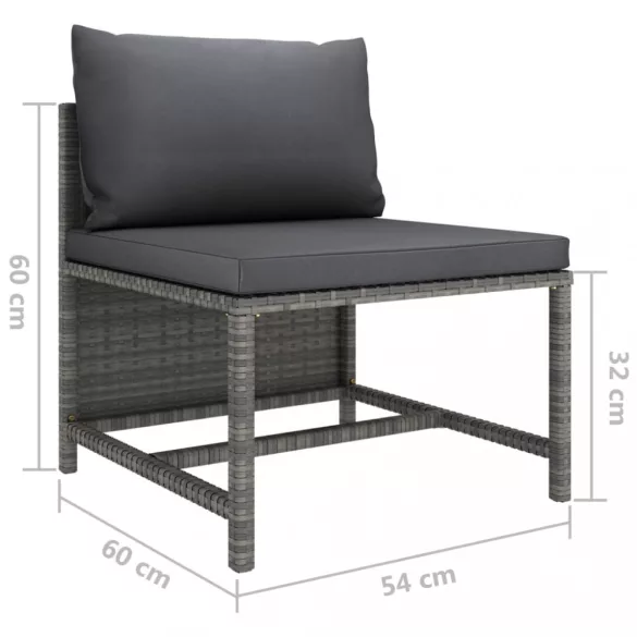 12 részes szürke polyrattan kerti ülőgarnitúra párnákkal