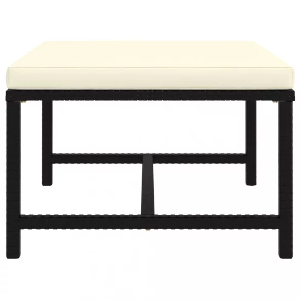 9 részes fekete polyrattan kerti ülőgarnitúra párnákkal