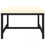 10 részes fekete polyrattan kerti bútorszett párnákkal