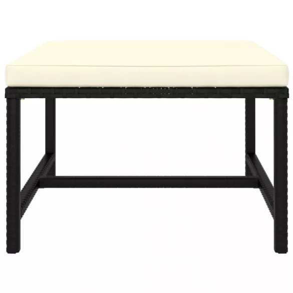 11 részes fekete polyrattan kerti bútorszett párnákkal