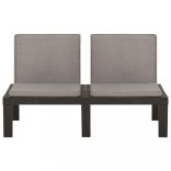 2 db szürke műanyag kerti pihenőpad párnákkal