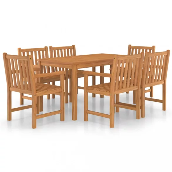 7 részes tömör tíkfa kerti étkezőgarnitúra 140 x 80 cm