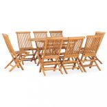 9 részes kültéri összecsukható tömör tíkfa étkezőgarnitúra