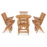 9 részes kültéri összecsukható tömör tíkfa étkezőgarnitúra