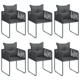 7 részes fekete PVC rattan kerti étkezőgarnitúra