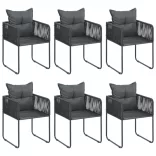 7 részes fekete PVC rattan kerti étkezőgarnitúra