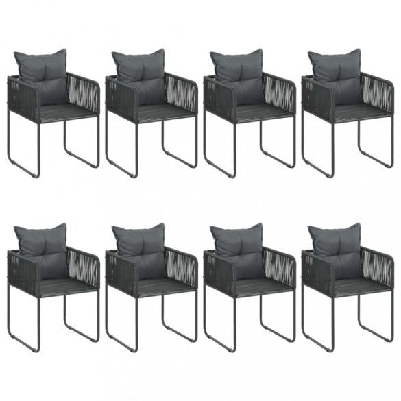 9 részes fekete PVC rattan kerti étkezőgarnitúra