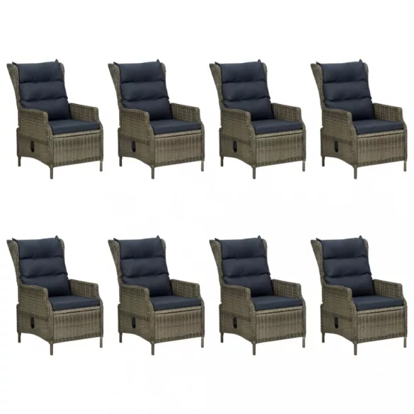 9 részes barna kültéri polyrattan étkezőszett párnákkal