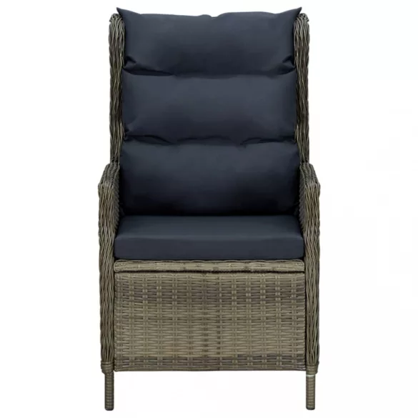 9 részes barna kültéri polyrattan étkezőszett párnákkal