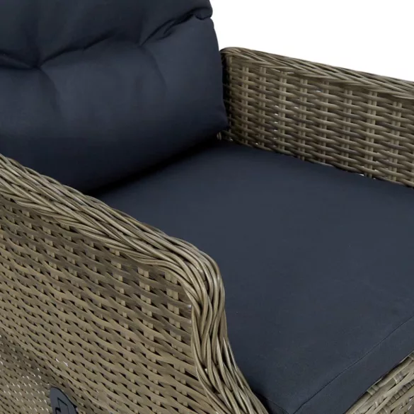 9 részes barna kültéri polyrattan étkezőgarnitúra párnákkal