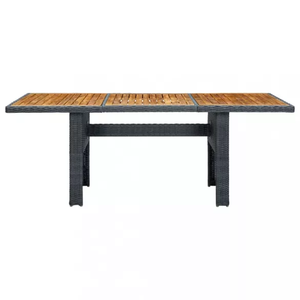 7 részes sötétszürke polyrattan kültéri étkezőszett párnákkal