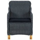 9 részes sötétszürke polyrattan kültéri étkezőszett párnákkal