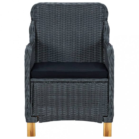 9 részes sötétszürke polyrattan kültéri étkezőszett párnákkal