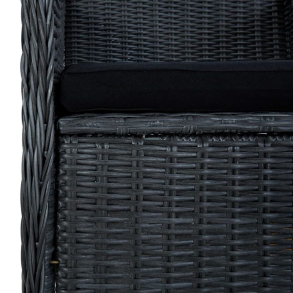 9 részes sötétszürke polyrattan kültéri étkezőszett párnákkal