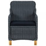 9 részes sötétszürke polyrattan kültéri étkezőszett párnákkal