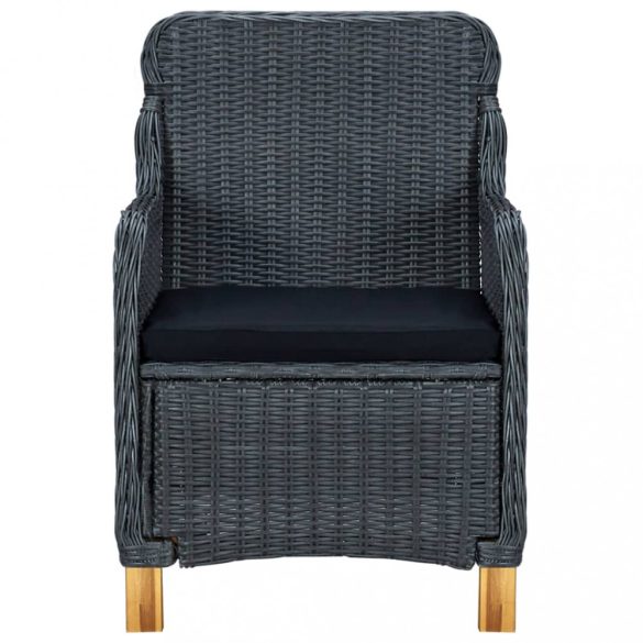 9 részes sötétszürke polyrattan kültéri étkezőszett párnákkal