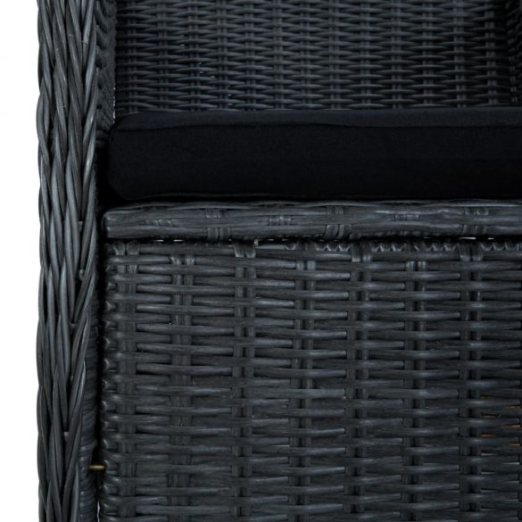 9 részes sötétszürke polyrattan kültéri étkezőszett párnákkal