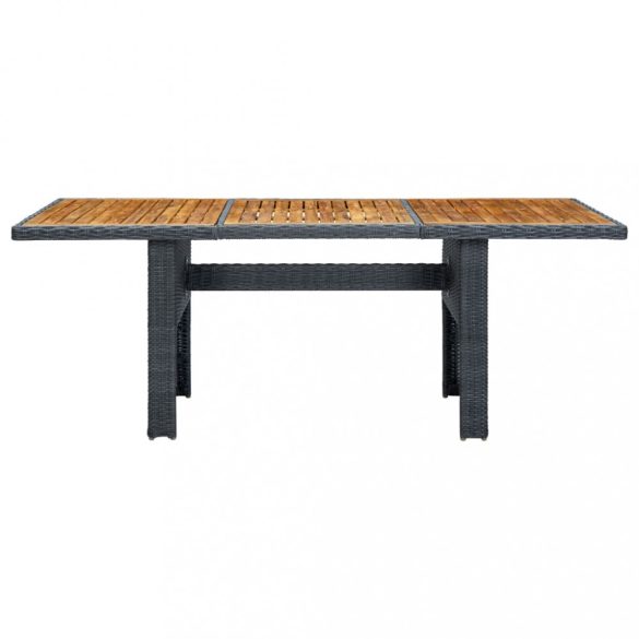 9 részes sötétszürke polyrattan kültéri étkezőszett párnákkal