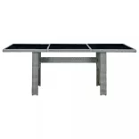 7 részes világosszürke polyrattan kültéri étkezőszett párnákkal