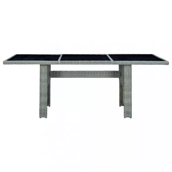 7 részes világosszürke polyrattan kültéri étkezőszett párnákkal