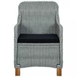 7 részes világosszürke polyrattan kültéri étkezőszett párnákkal