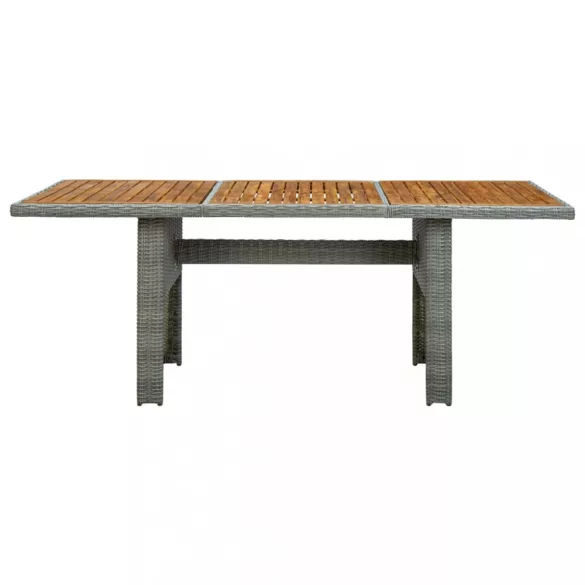 7 részes világosszürke polyrattan kültéri étkezőszett párnákkal