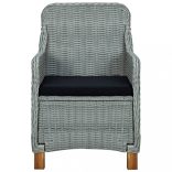 9 részes világosszürke polyrattan kültéri étkezőszett párnákkal