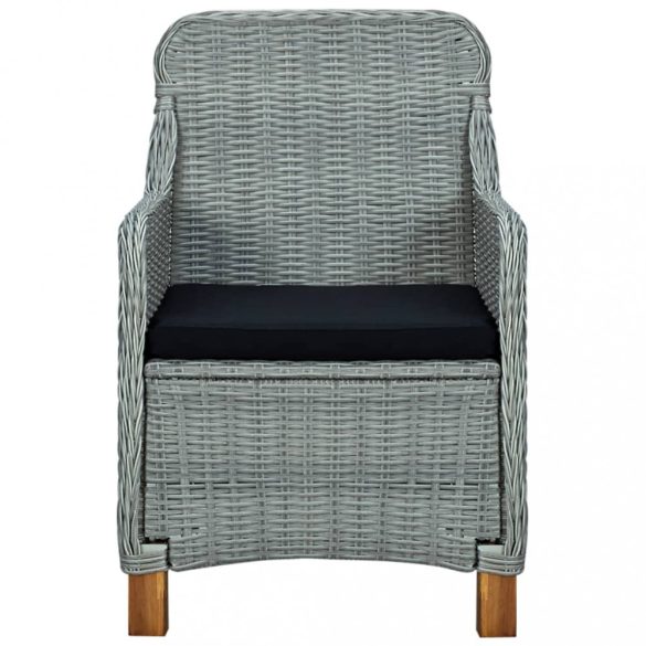 9 részes világosszürke polyrattan kültéri étkezőszett párnákkal