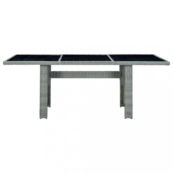 9 részes világosszürke polyrattan kültéri étkezőszett párnákkal