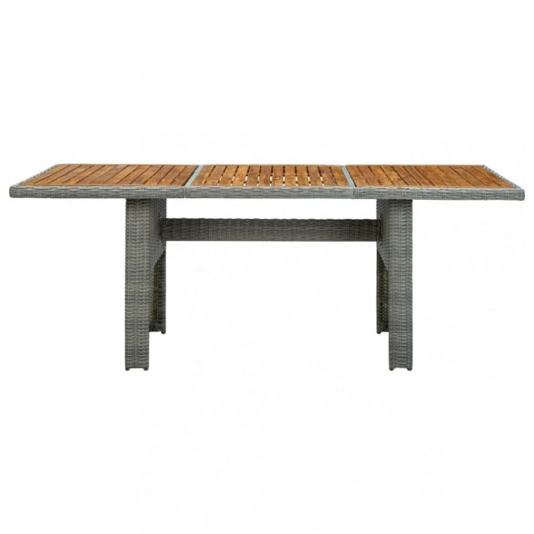 9 részes világosszürke polyrattan kültéri étkezőszett párnákkal