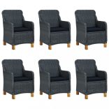 9 részes sötétszürke polyrattan kültéri étkezőszett párnákkal