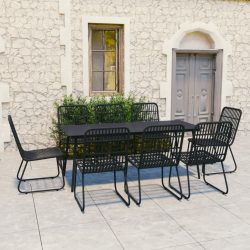 9 részes polyrattan és üveg kültéri étkezőgarnitúra