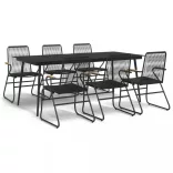 7 részes fekete PVC rattan kerti étkezőgarnitúra