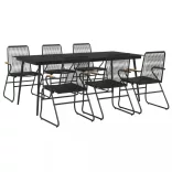 7 részes fekete PVC rattan kerti étkezőgarnitúra