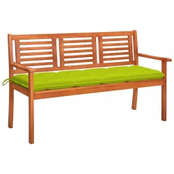   3 személyes tömör eukaliptuszfa kerti pad párnával 150 cm