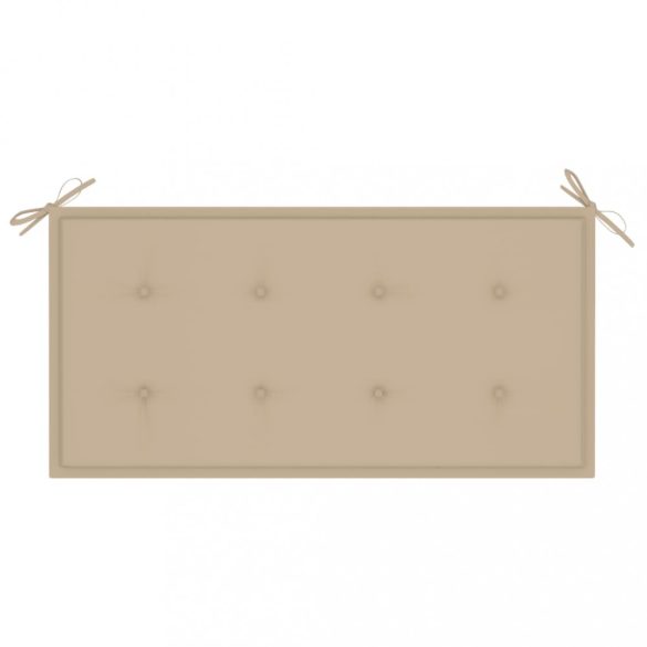 tömör tíkfa kerti pad bézs párnával 112 cm