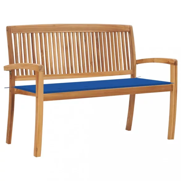 tömör tíkfa rakásolható kerti pad párnával 128,5 cm