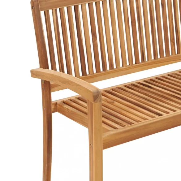 tömör tíkfa rakásolható kerti pad párnával 128,5 cm