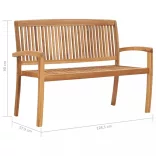 tömör tíkfa rakásolható kerti pad párnával 128,5 cm
