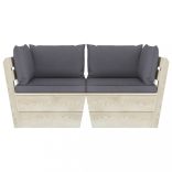 kétszemélyes lucfenyő kerti raklapkanapé párnákkal