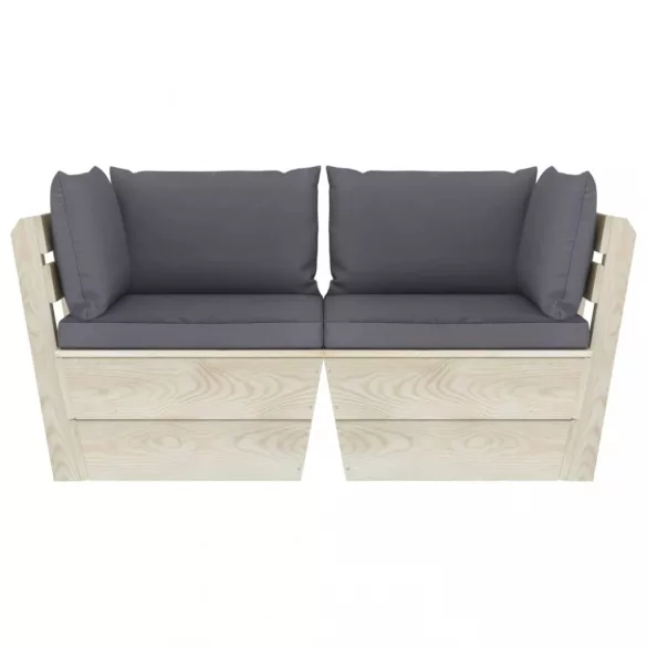 kétszemélyes lucfenyő kerti raklapkanapé párnákkal