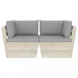 kétszemélyes lucfenyő kerti raklapkanapé párnákkal